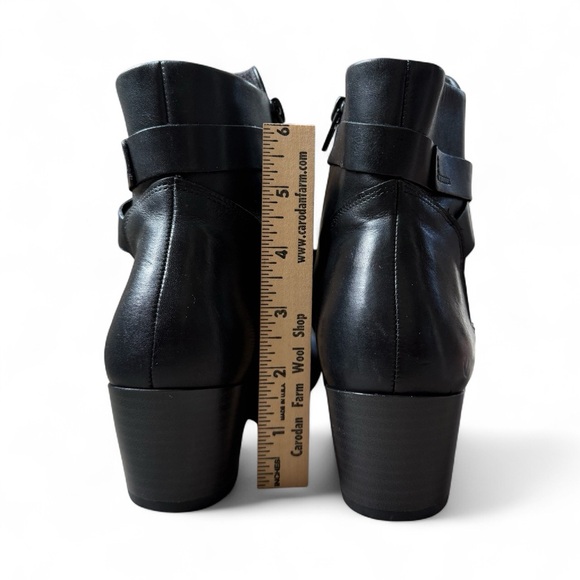 ECCO Black Leather Heeled Ankle Boots • Sz 7–7.5 • Ankle Harness Booties - Picture 3 of 12